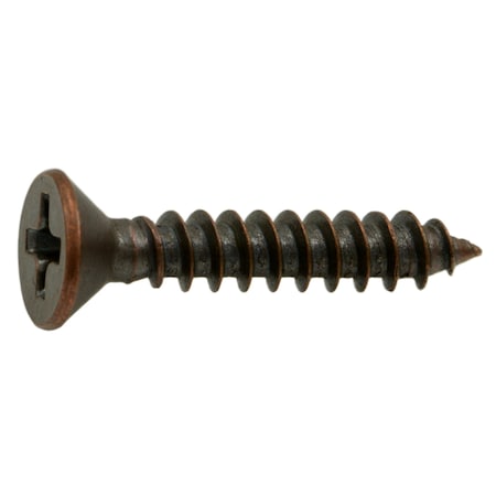 Midwest Fastener Sheet Metal Screw, #6 x 3/4 in, Bronze Plated Steel Flat Head Phillips Drive, 30 PK 63283